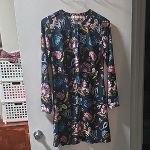 LOFT Multicolor Floral Long Sleeve Dress